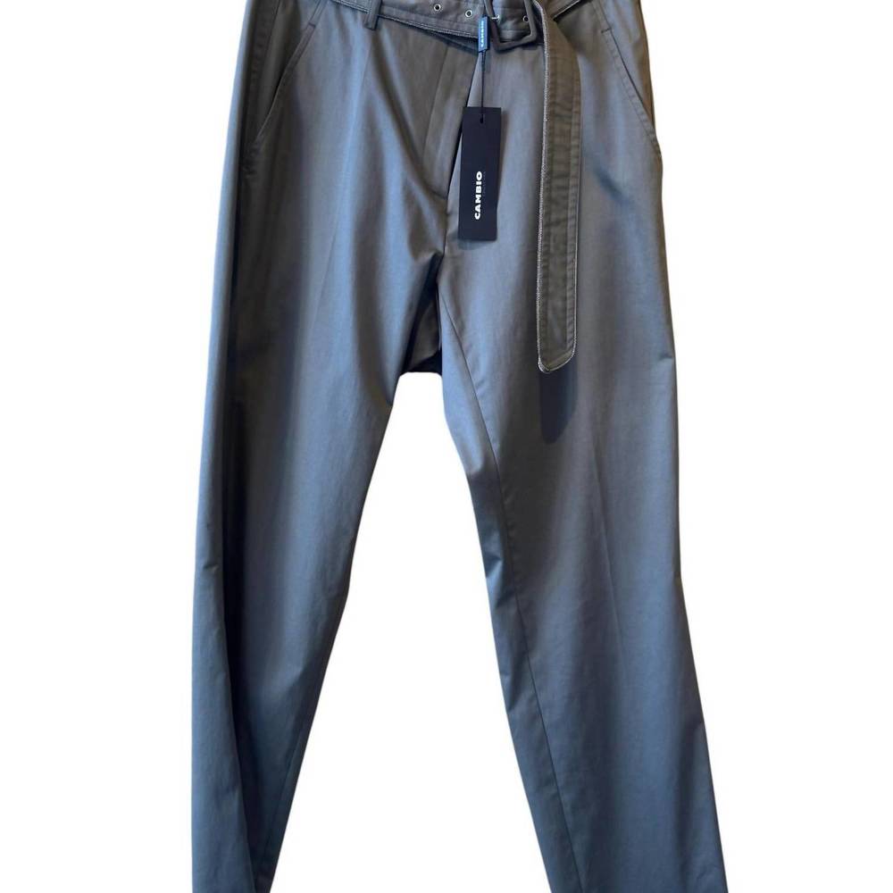 NEW CAMBIO men's selina belted pant in petrol